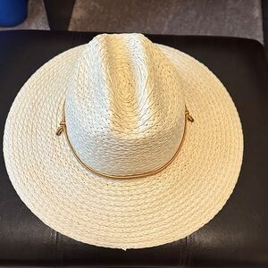 Chic Cream Straw Hat with Gold Accent